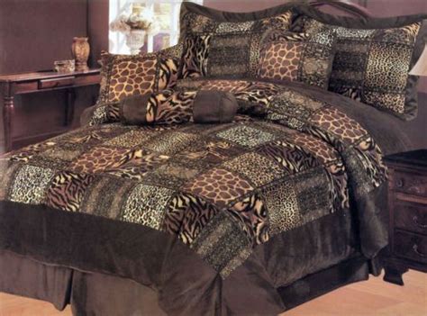 7 Pcs Leopard Giraffe Tiger Velvet Comforter Set Bed In A Bag Queen