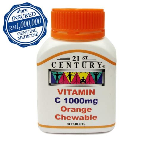 1) menghasilkan kulit yang berseri 2) penghasilan kolagen 3). 21st Century Vitamin C 1000mg Orange Chewable 60's | Lazada
