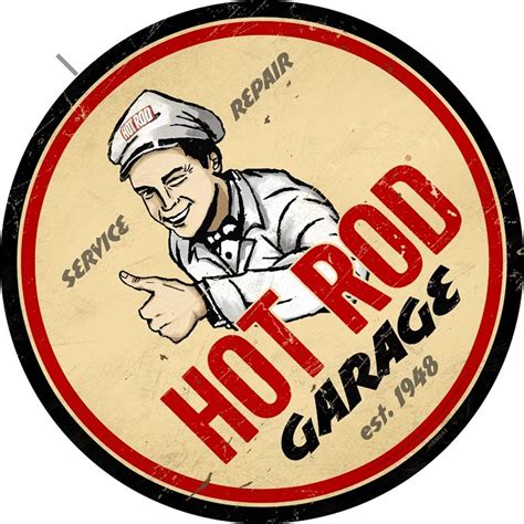 Pasttime Signs Hot Rod Garage Vintage Sign Round 14