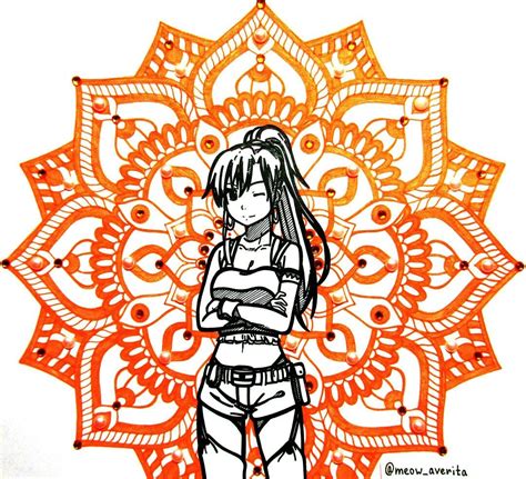 Drawing Anime Mandala Orange Creative Handmade Fanart