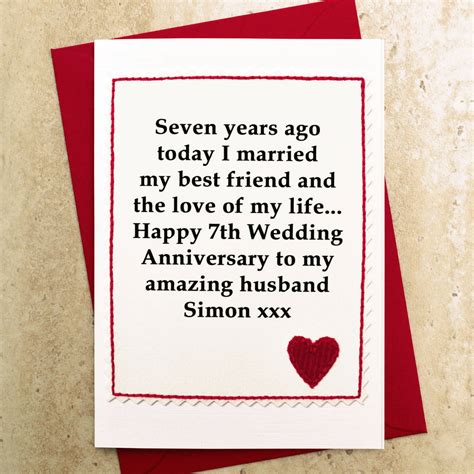 Wedding anniversary quotes for husband. Personalised 7th Wedding Anniversary Card By Jenny Arnott ...