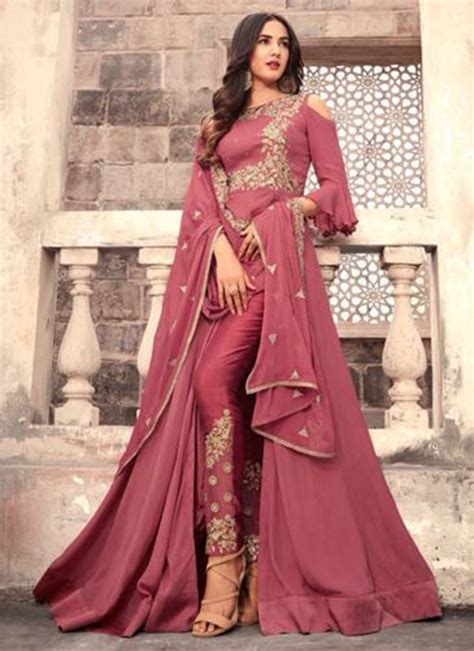 Buy Dark Pink Abaya Style Anarkali Suit Embroidered Anarkali Suit