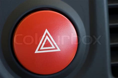 A Large Red Hazard Warning Light Button Stock Image Colourbox