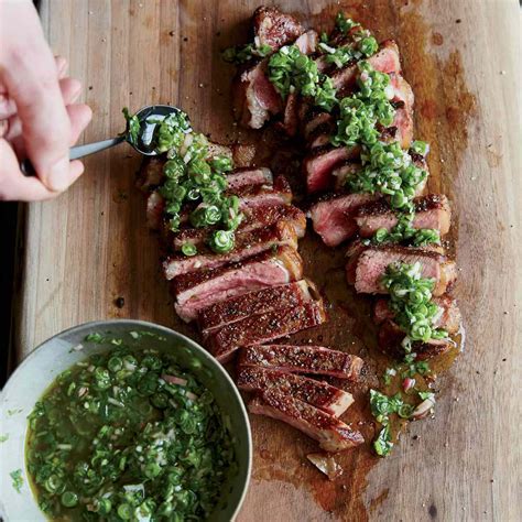 Grilled Strip Steaks With Green Bean Chimichurri Recipe Evan Rich