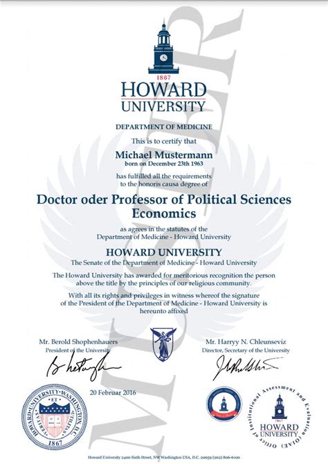 Dont panic , printable and downloadable free honorary doctorate degree template we have created for you. Doktortitel kaufen Howard University | Berufszertifikate & Diplome DOCTOR, PROFESSOR HONORARY ...