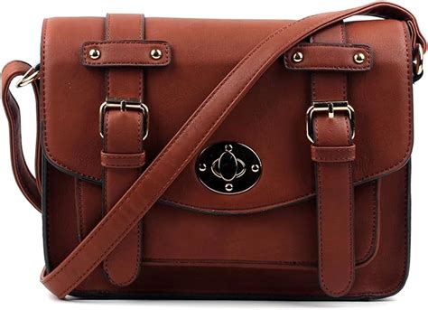 Aossta Ladies Shoulder Faux Leather Satchel Messenger Bag And Cross Body Handbag 9383 Brown