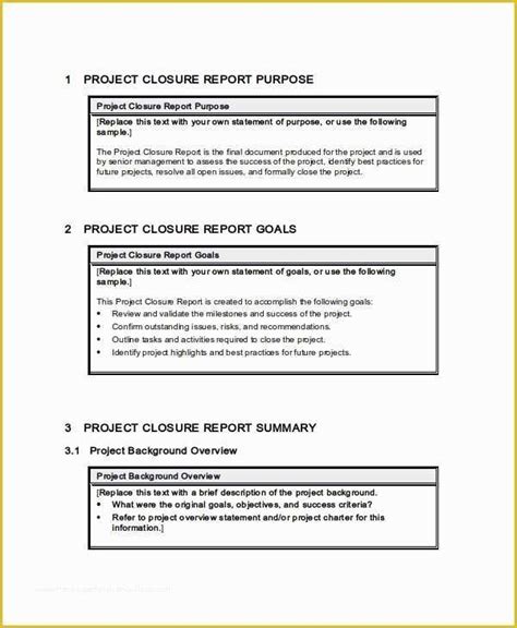 Project Closure Report Template Free Of 10 Project Closure Report