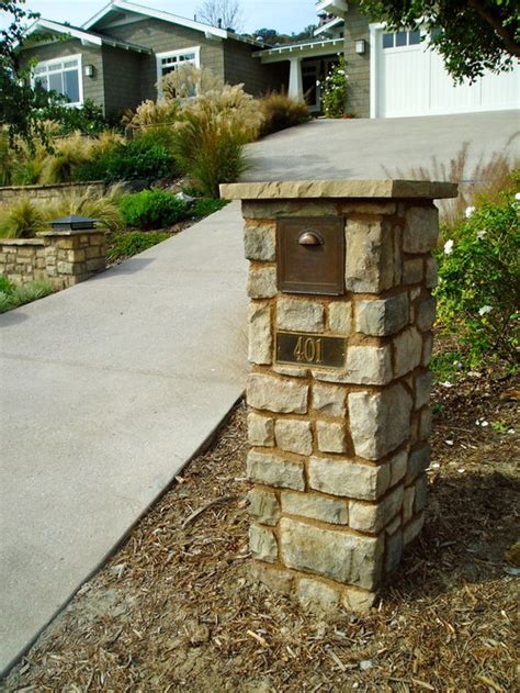 The best mailbox post material is one that lasts a long time and won't rot; Stone Mailbox | Houzz