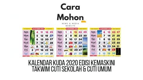 Jadual cuti sekolah dan penggal persekolahan tahun 2020 seluruh negeri malaysia. Kalendar Kuda 2020 Kemaskini Terkini Perubahan Cuti ...