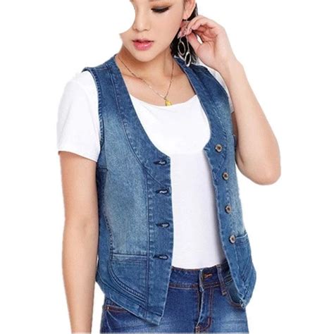 98 Cotton 2018 Summer Spring Female Sleeveless Jacket Large Size S 5x Rodewe Womens Denim