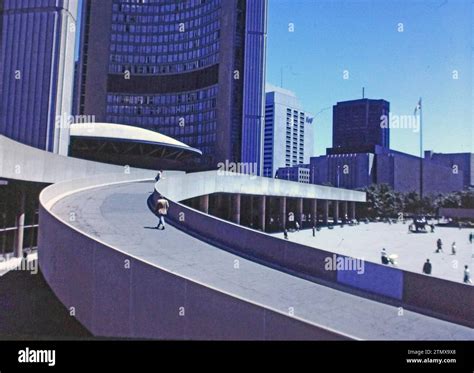 Toronto Canada In The 1970s A Man Walking Up A Ramp In The New City