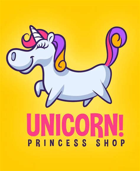 Cartoon Cute Unicorn Mascot Logo By Unrealstock On Envato Elements