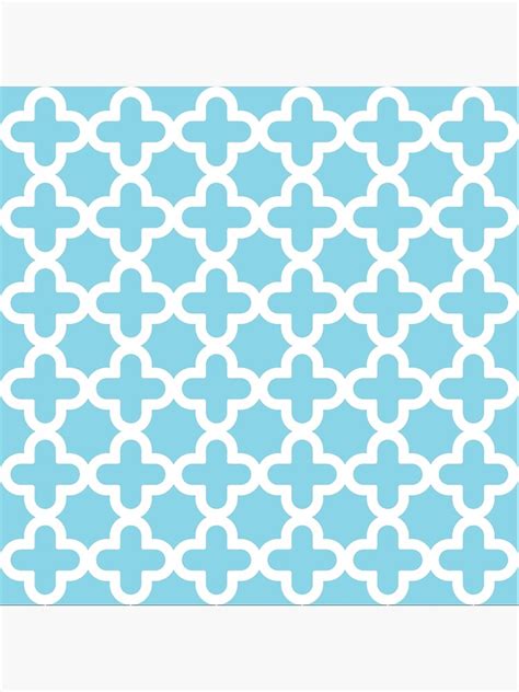 Pastel Blue And White Quatrefoil Pattern Poster For Sale By