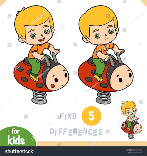Find Differences Educational Game Children Boy Image Vectorielle De