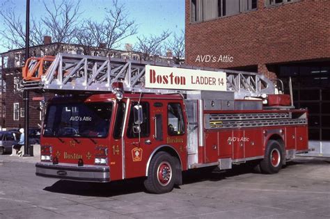 Orig Slide Fire Truck Boston Fire Dept Ladder 14 Alleston 1987 Fire