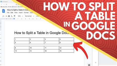 How To Split A Table In Google Docs Youtube