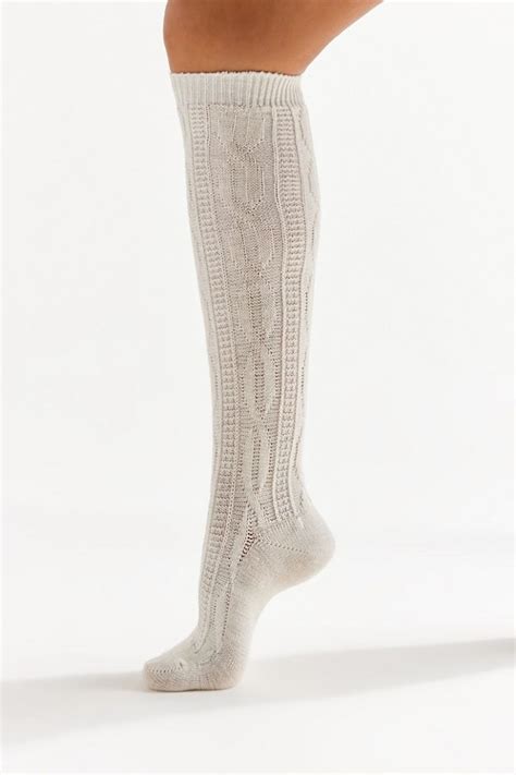 marled cable knit knee high sock knee high sock cable knit high socks