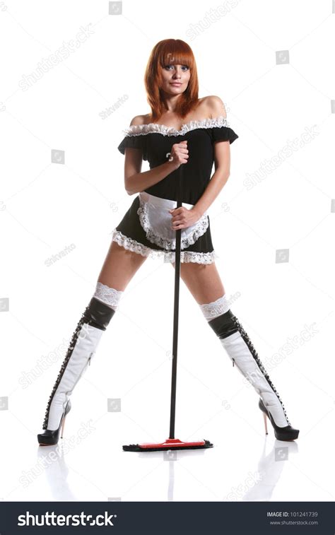 Sexy Girl Housemaid Costume On White Stock Photo 101241739 Shutterstock