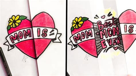 رسم قلب رسم عيد الام how to draw best mom letters and heart mother s day drawing youtube
