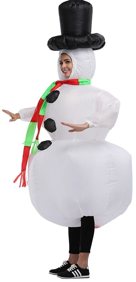 Inflatable White Snowman Suit Cosplay Adult Blowup Fancy Party Costume