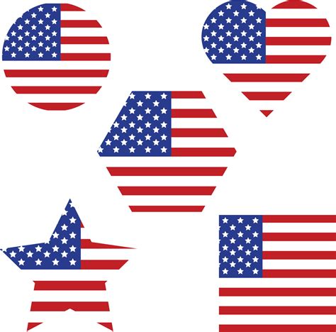 Usa American Flag Icon Wave Circlestar And Heart Shape 7702602 Vector