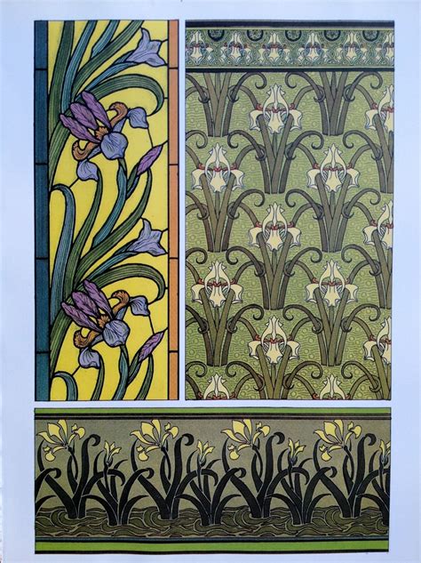 Iris Art Nouveau Floral Design Sheet Decorative Paper Art For