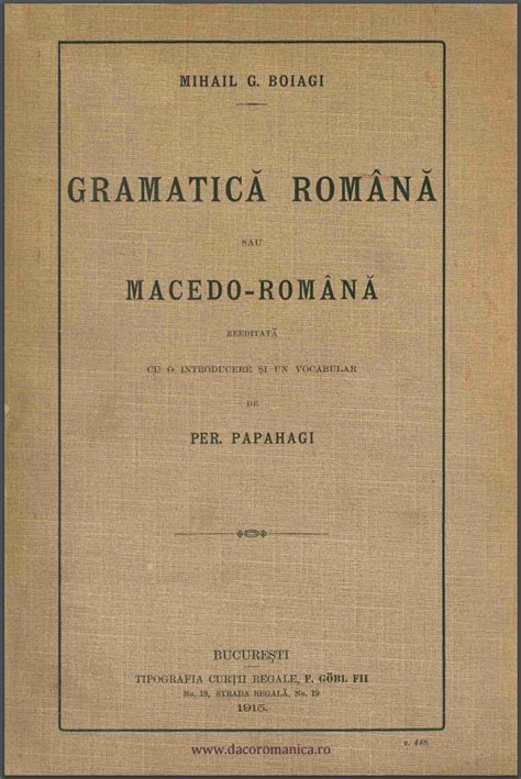 Gramatică Română Sau Macedo Română A Ghiuvăsitorrui