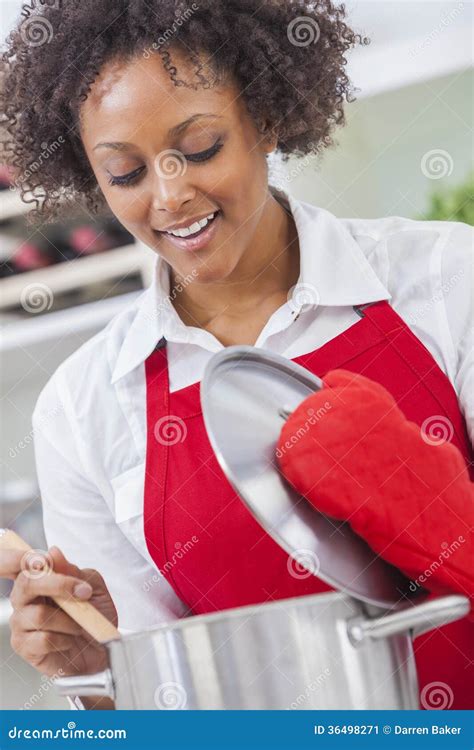 Mixed Race African American Woman Cooking Kitchen Stock Image Image 36498271