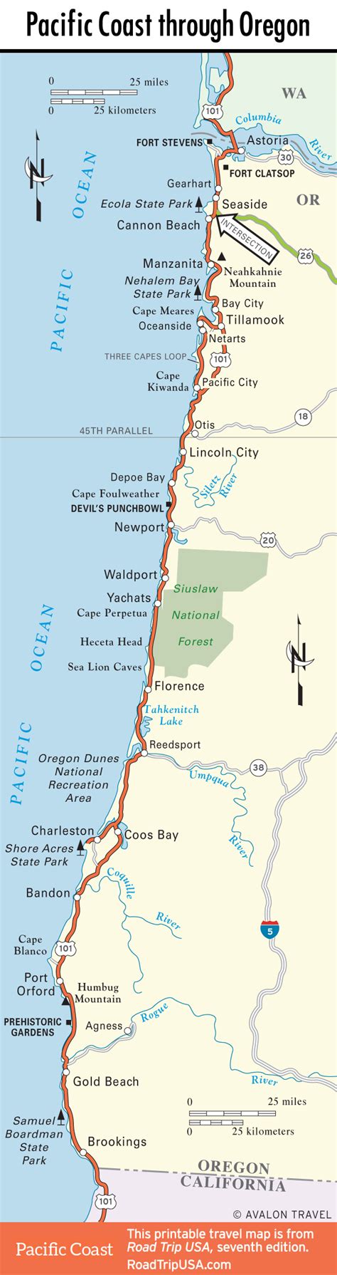 Oregon California Coast Map Hiking In Map