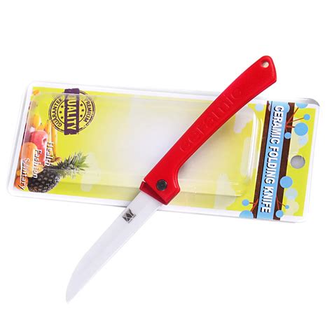 High Quality Folding Zirconium Ceramic Knife Non Slip Red Handle Pocket