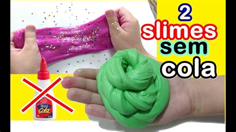 Como Fazer 2 Slimes Sem Cola Livia Sturnik Youtube