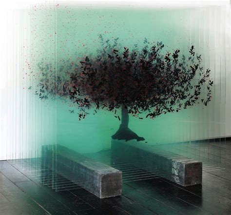 Three Dimensional Trees Formed With Layers Of Painted Glass 3d