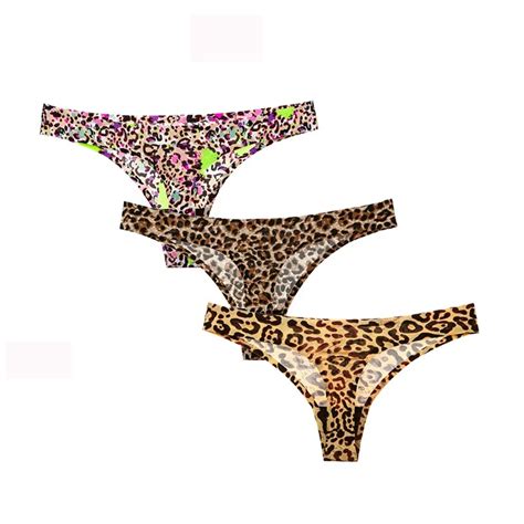 Sexy Thongs Woman Underwear Panty Leopard Female T Back Soft G String Seamless Print Floral