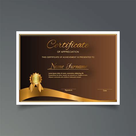 Free Vector Golden Certificate Of Appreciation Template