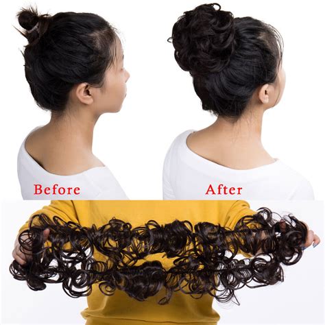 real thick hair extension scrunchie messy bun updo curly chignon real hair piece ebay