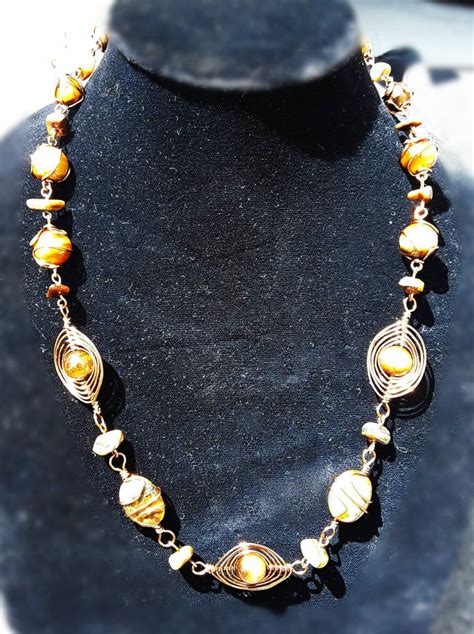 Chunky Mm Tiger Eye Stone Bead Necklace Orbital Style Etsy