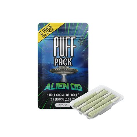 alien og hybrid 5 pack pre rolls 2 5 gram puff