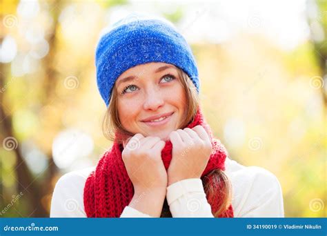 Teen Girl In Red Scarf Stock Image Image Of Outdoor 34190019