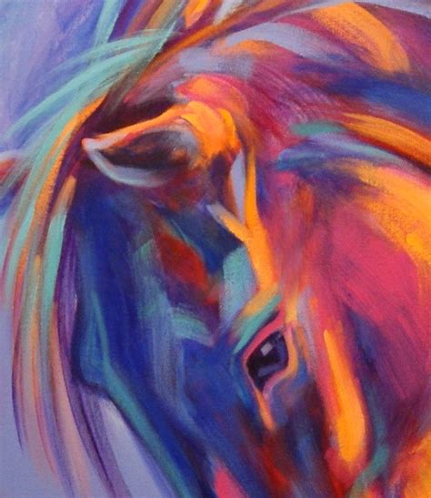 Abstract Horses Purple Pink And Blue Abstract Horse Painting By Theresa Paden