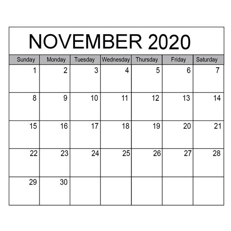 Create a calendar and print on a printer or send via email. Blank November 2020 Calendar Editable - Printable Calendar