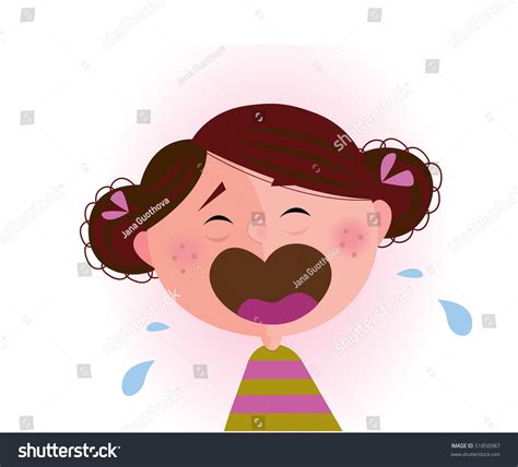 Crying Baby Girl Crying Small Child Stock Vector 51856987