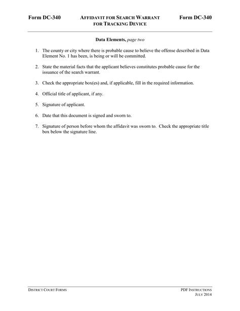 Download Instructions for Form DC-340 Affidavit for Search Warrant for