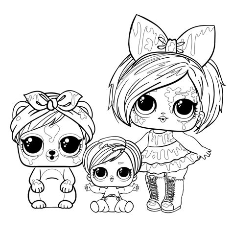Doll LOL blot with a pet and sister - Coloring pages for you
