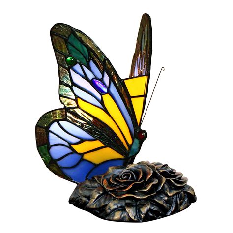 Lilli Tiffany Stained Glass Butterfly Accent Table Lamp