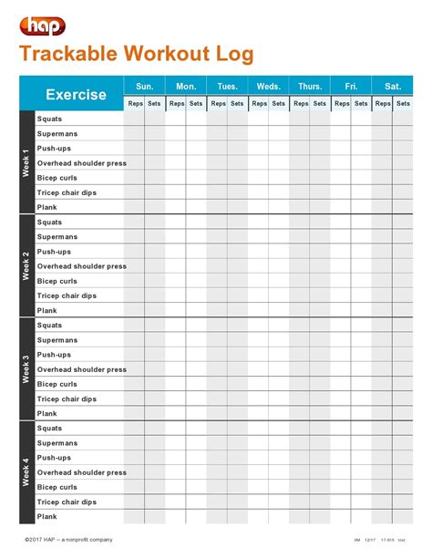 Workout Excel Sheet Template