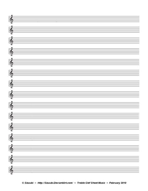 A Simple Blank Sheet Of Music For Musicians Hoping To Write In Treble