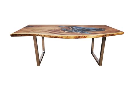 Acacia Wood Live Edge Dining Table 80x40 Inches with Epoxy ...