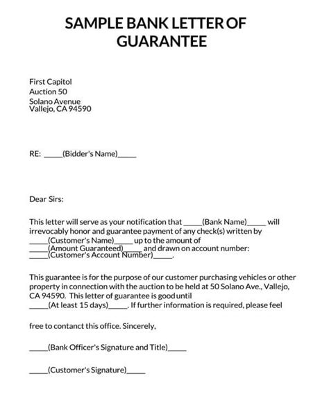 30 Best Letter Of Guarantee Samples Tips Examples