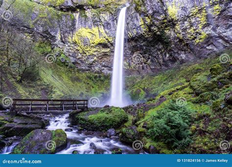 Elowah Falls Columbia River Gorge Waterfall Oregon Stock Photo