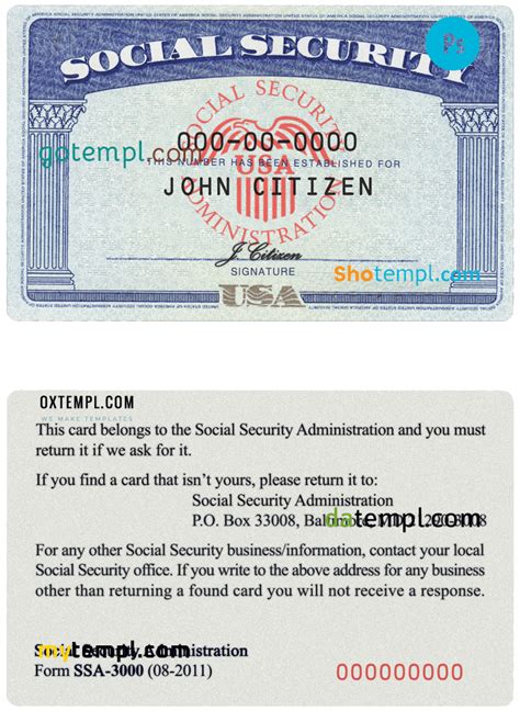 Usa Ssn Social Security Card Number Templates In Psd Format